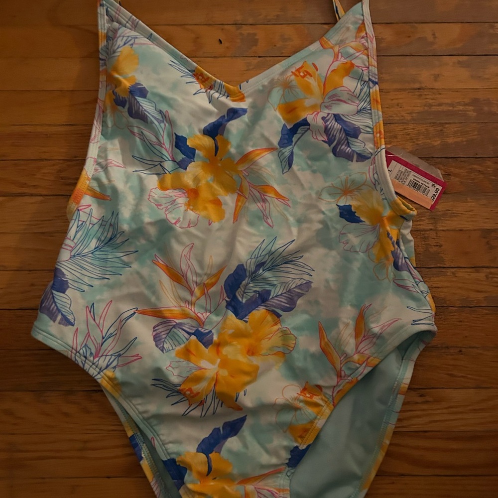 Xhilaration Floral One-Piece Swimsuit size L